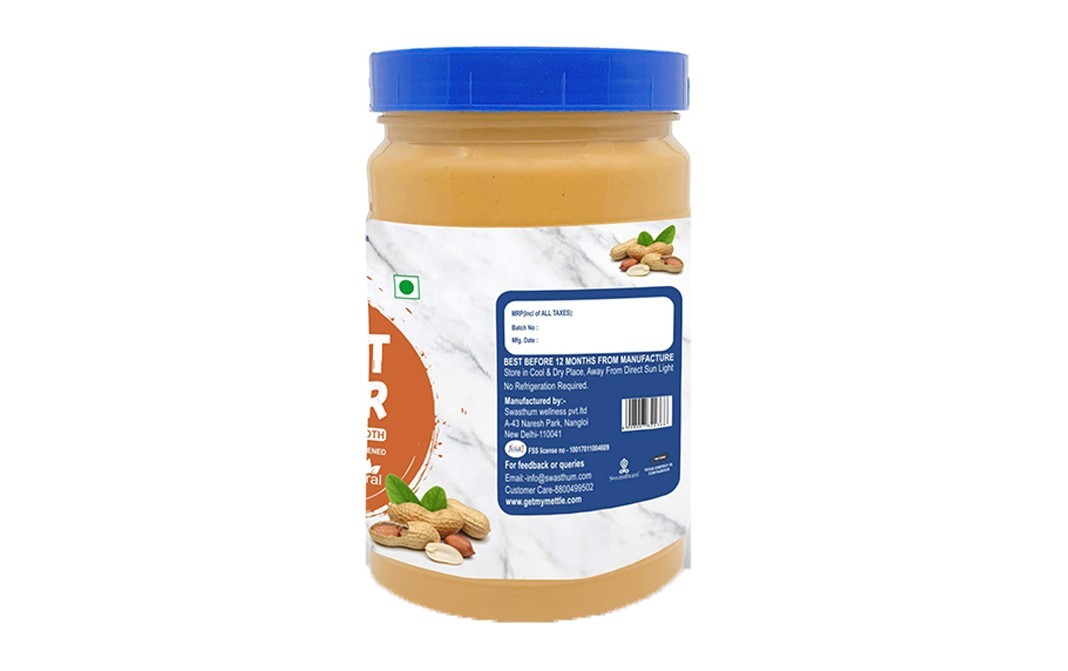Mettle Peanut Butter Smooth Unsweetened   Plastic Jar  907 grams